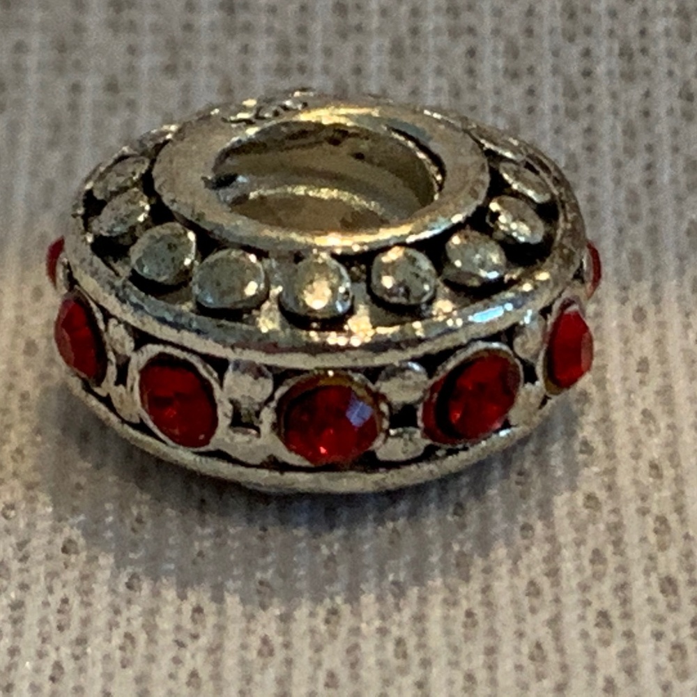 NWOT 925 Silver and Red Crystal Bracelet Charm